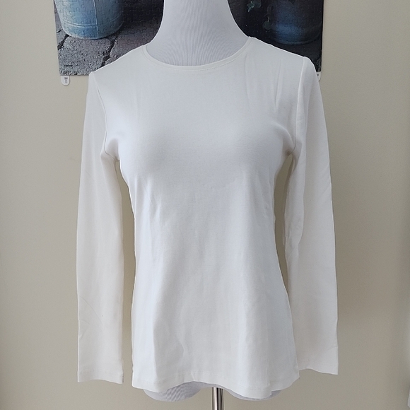 Chico's Tops - Chico's Crew Neck Cream Long Sleeve Top Size Medium